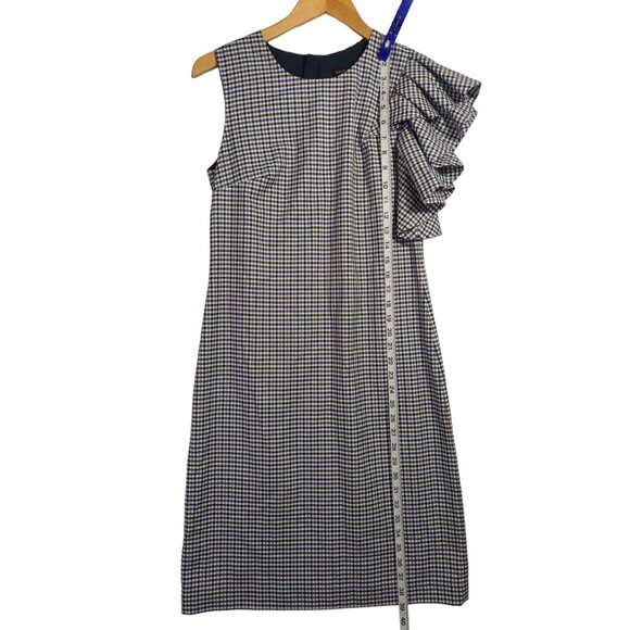 Banana Republic Sheath Dress Womens 4 Blue Brown Plaid Preppy Chic Career - Picture 9 of 12